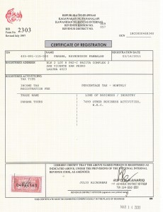 Parana Tours - Certificate of Registration